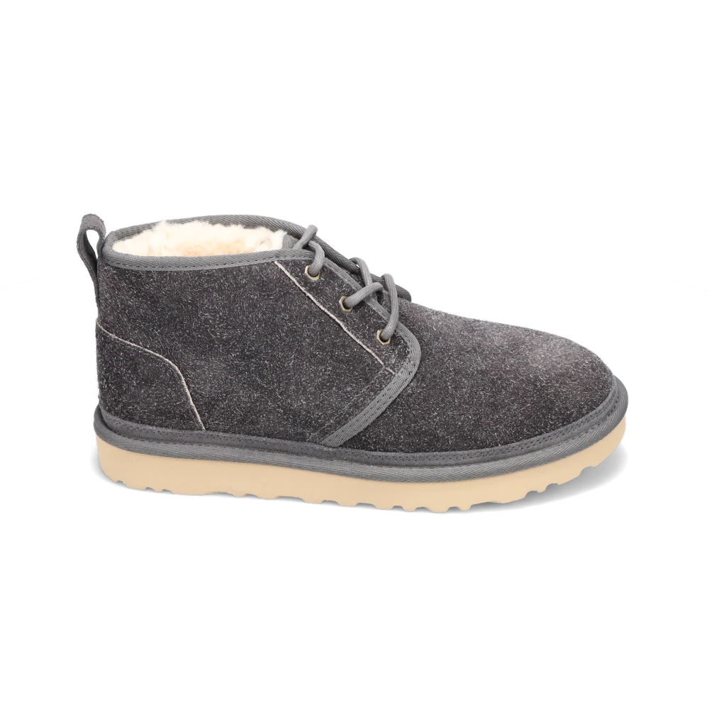 UGG Neumel Men\'s Size 9 Chukka Boots Gray Charcoal Suede Fur Lined Lace Up Globe Shoes | MEN main image 3