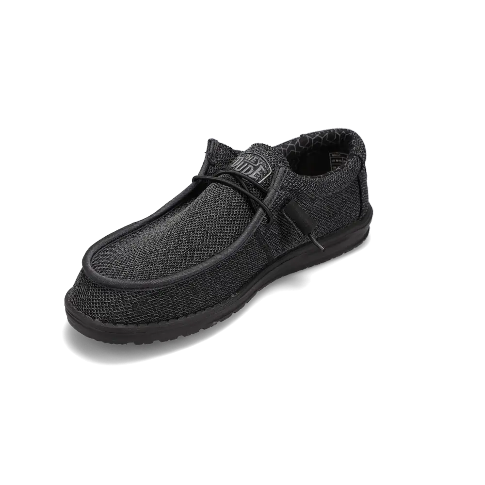 HEYDUDE Men’s Wally Sox Micro Shoes in Total Black