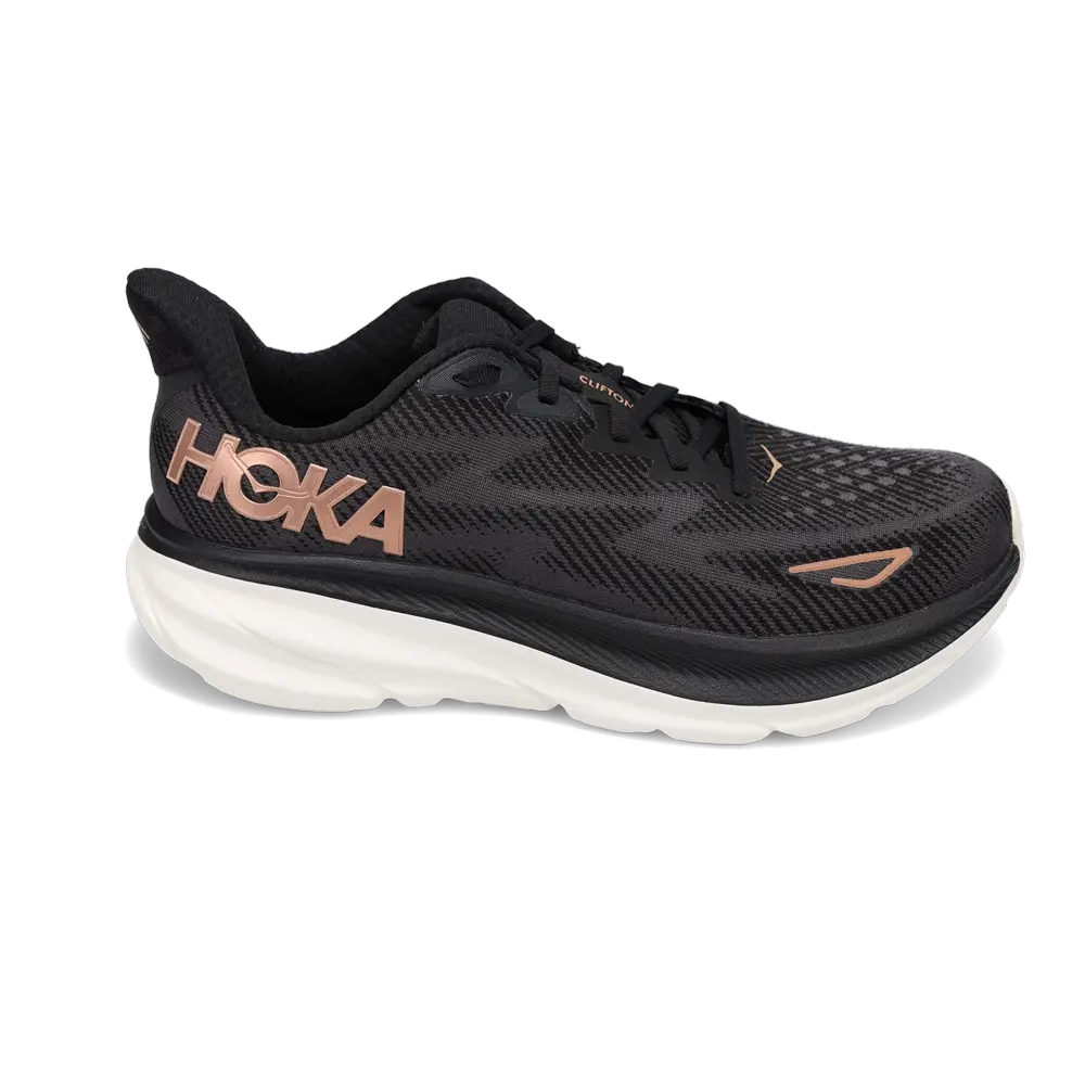 HOKA Clifton 9 - Women's Black / Rose Gold / 11